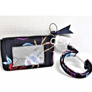 Vera Bradley Zip ID Case & Attached Matching Lanyard MAYFAIR IN BLOOM, New